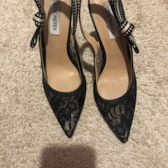 Steve Madden Bri Black Lace Slingback Heels: - Picture 2 of 3